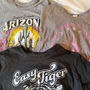 Set of 3 Short Sleeve Graphic Tee - Pink/Grey/Black